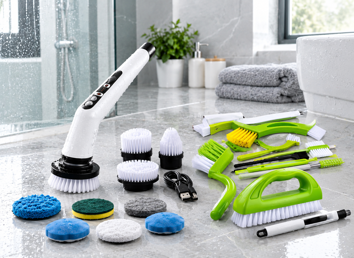 Maintenance duo: electric brush + 9-brush kit
