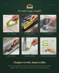 Kit de 9 brosses de nettoyage multi-usages posées sur un plan de travail